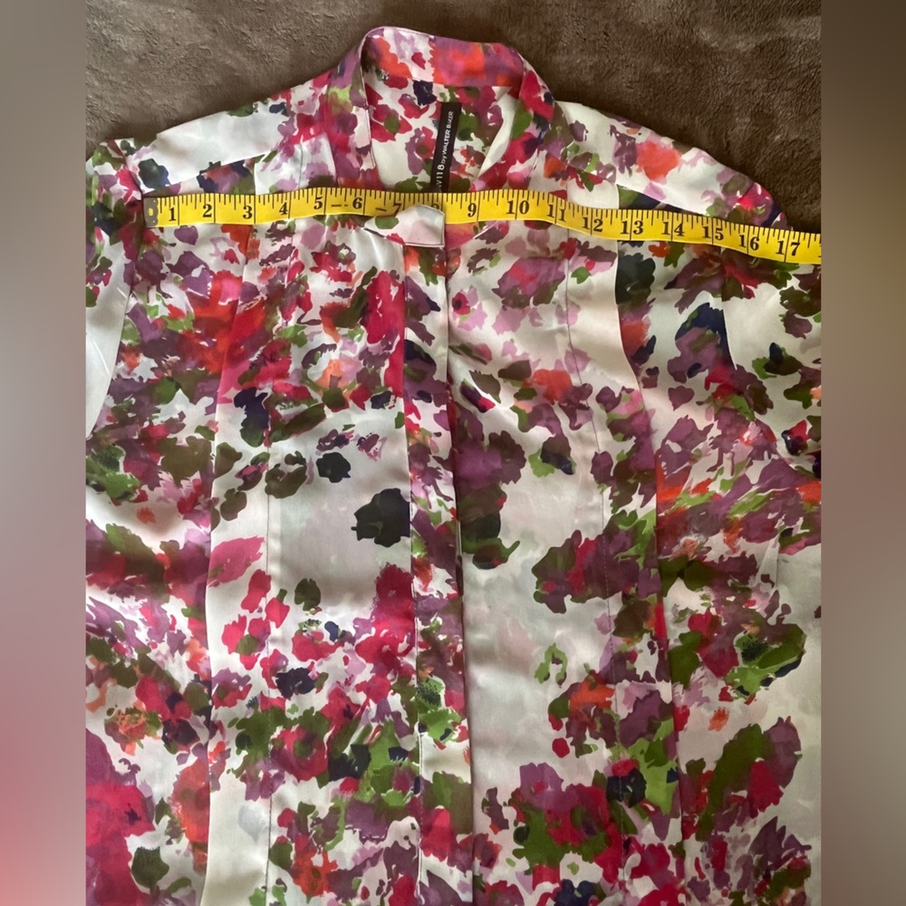 Walter Baker W118 Size L multicolor Floral Sheer Button Up Top Career - Picture 11 of 14